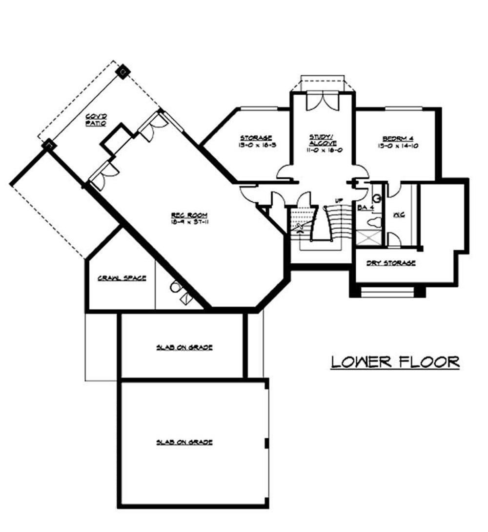 Floor Plan Basement of Country Plan #115-1001